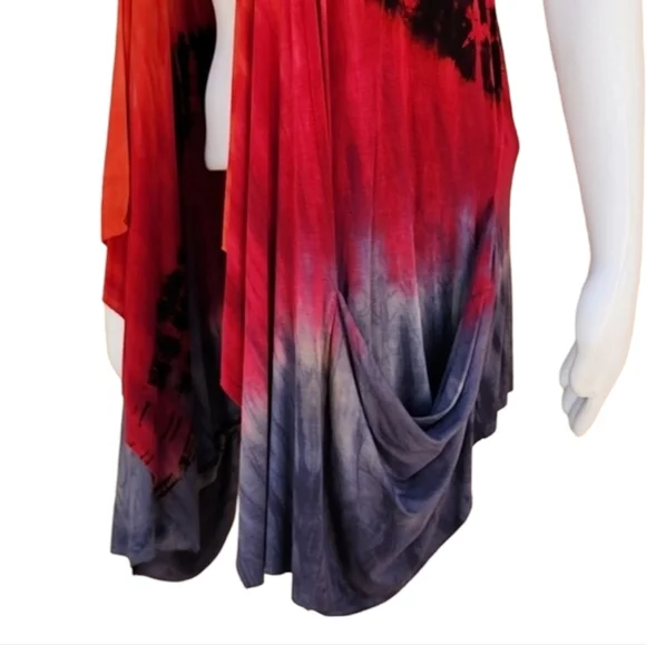 ART OF CLOTH VINTAGE Tie Dye Ombre Vest M L Sleeveless Cardigan Tunic Lagenlook - Picture 11 of 16